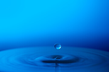 Droplet of Water on a Blue Background