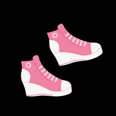 pink sneakers in doll style, trend vector illustration. 2000s fashion