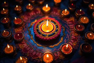 Obraz na płótnie Canvas Traditional Burning oil lamp or diya. diwali festival concept.