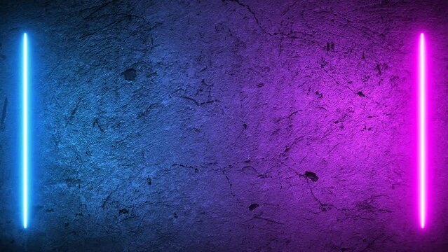 Neon lights on and off flickering abstract grunge wall pink blue 4k