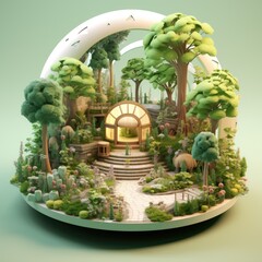 Enchanting Forest Glade 3d illustration