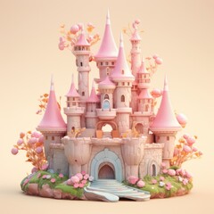 Whimsical Fairy-Tale Castle 3d illustration