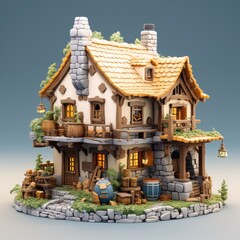 Medieval Fantasy Tavern 3d illustration