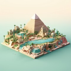 Egyptian Pyramid Landscape 3d illustration