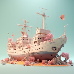 Abandoned Haunted Shipwreck 3d illustration