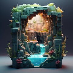 Mysterious Underwater Cavern 3d illustration