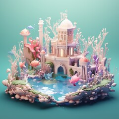 Enchanted Mermaid Lagoon 3d illustration