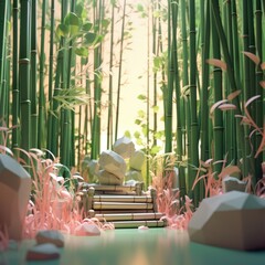 Tranquil Bamboo Forest 3d illustration