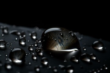 Water droplets on dark background. Generative AI
