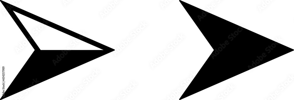Poster basic arrow head icon set showing direction and movement. vector image.