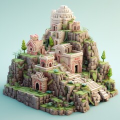 Ancient Inca Temple 3d illustration