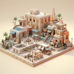 Ancient Egyptian Marketplace 3d illustration