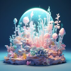 Mystical Underwater World 3d illustration