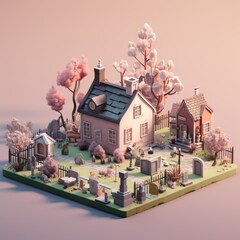 Eerie Haunted Graveyard 3d illustration