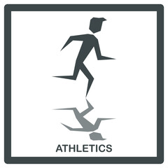 Athletics. Track and field athlete icon with shadow. Drawing of a track and field athlete for posters, design and print. Athletics fashion.