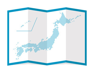 Vector illustration of four-fold Japan map ( dot pattern )