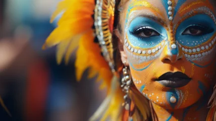 Papier Peint photo Lavable Brésil close up women in carnaval 