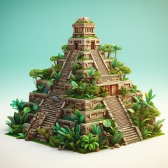 Ancient Mayan Pyramid 3d illustration