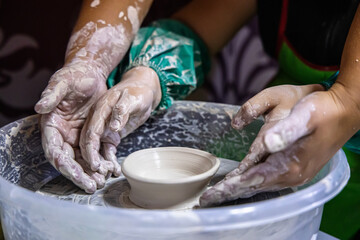 young artist's first attempts at creating a ceramic plate