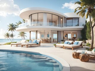 Fototapeta premium Modern beachfront villa 