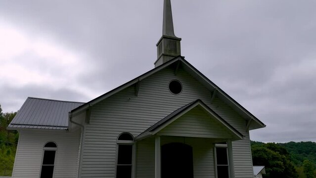 aerial push in to zionville baptist church in zionville nc, north carolina