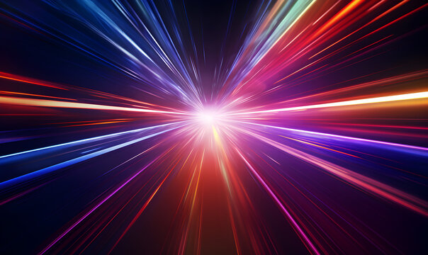 illustration imaginant le passage de la vitesse de la lumi&egrave;re comme un tunnel lumineux
