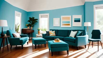 Fototapeta premium interior of living room with armchairs