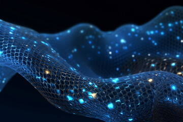 Blue background with a set of dots, an abstract image. In the style of infinity nets.