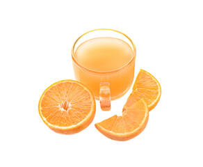 Orange juice and  slices isolated on transparent png © nathanipha99
