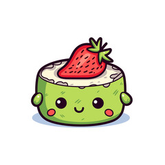 Strawberry Kiwi Cheesecake , PNG, Illustration Design, Cartoon For Tshirt 
