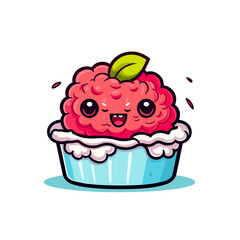 Raspberry Almond Cake , PNG, Illustration Design, Cartoon For Tshirt 