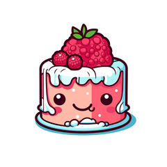 Raspberry White Chocolate Cake , PNG, Illustration Design, Cartoon For Tshirt 