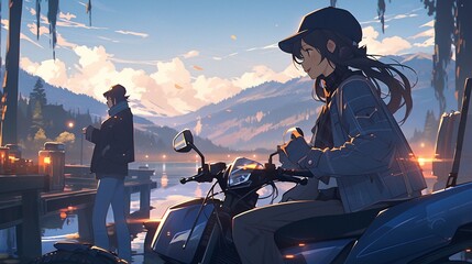 ［AI生成画像］バイクと少女1