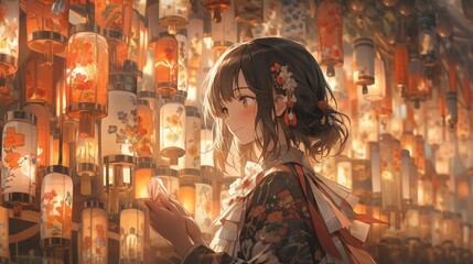 Obraz premium ［AI生成画像］神社の着物少女6