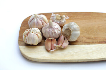 Garlic on a White background.