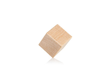 wooden cube one 1 pieces on isolate white background