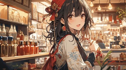 ［AI生成画像］カフェのおしゃれ少女4