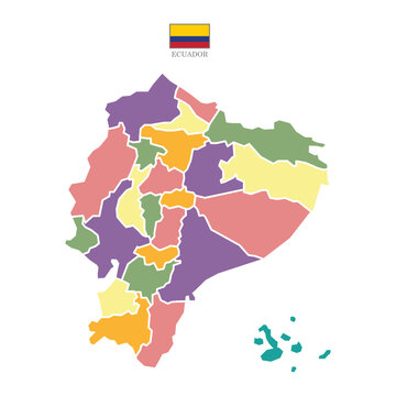 Silhouette and colored Ecuador map