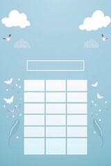Pastel blue cute week empty planner design template. AI generated - obrazy, fototapety, plakaty