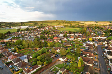 High Angle View of North East Luton City of England Great Britain UK During Beautiful sunset Time - obrazy, fototapety, plakaty