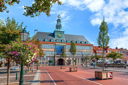 Emden, City harbour with town house