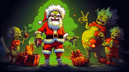Zombie Weihnachten, Horror Märchen für alternative gruselige Feiertage. Generiert mit KI
