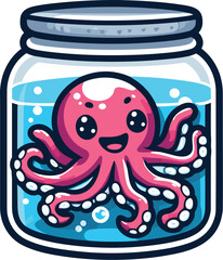Obraz na płótnie Canvas cute octopus in jar