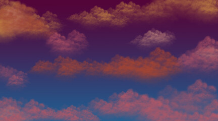 Background with sky and clouds. Dramatic sky. Digital illustration.