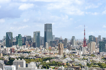 Fototapeta na wymiar 太陽の光が綺麗な東京の高層ビル群