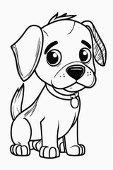 Fototapeta premium Black and white image of coloring page for kid's cute dog