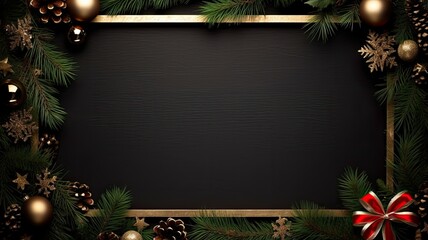 a richly decorated Christmas or New Year banner set against a dark background. There's ample space for adding your custom text or message to complete the holiday greeting.