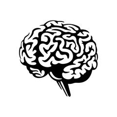 Brain icon sign black and white vector illustration