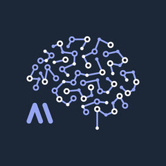 AI brain artificial intelligence icon sign vector illustration