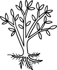 cartoon tree with root illustration.